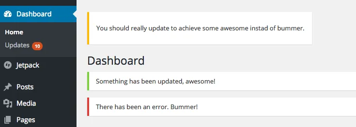 How to hide WordPress updates admin messages in the dashboard