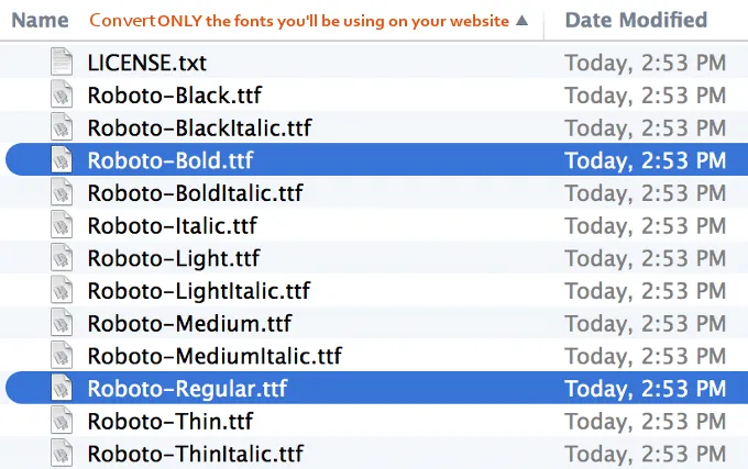 Google-Fonts-Conversion-Selection