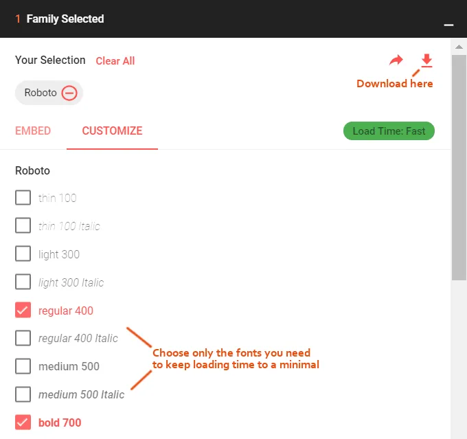Google-Fonts-Selection