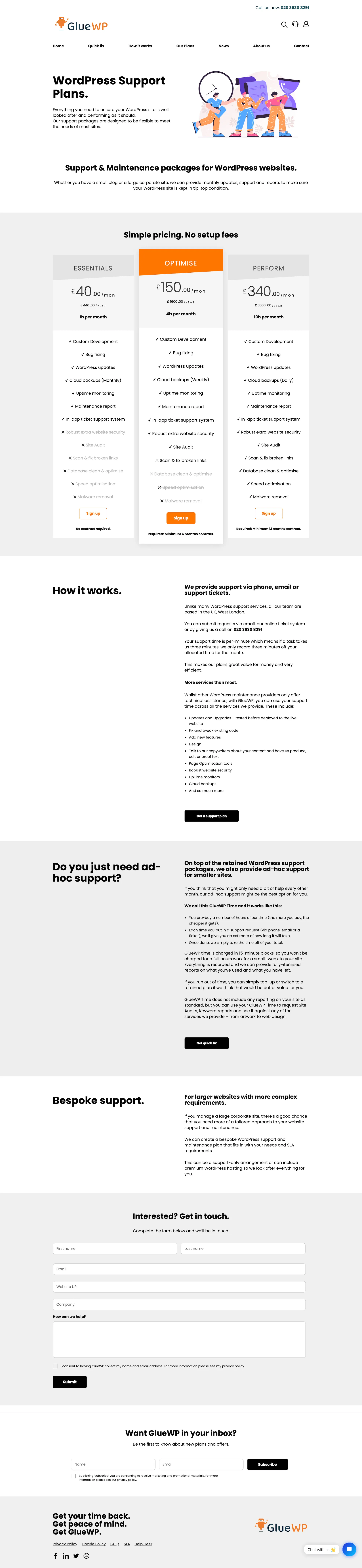 GlueWP WordPress Support Plans